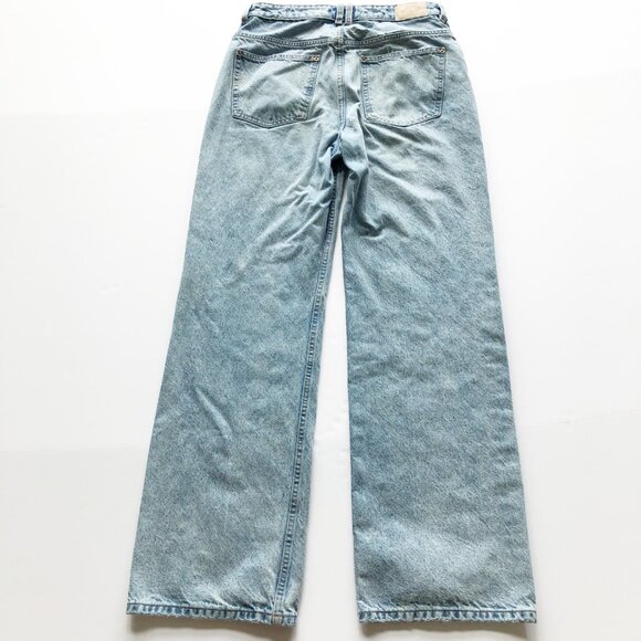 ZARA High Rise Relaxed Fit Wide Leg Light Wash Baggy Jeans Womens 6 - Picture 4 of 9